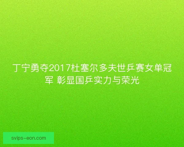 丁宁勇夺2017杜塞尔多夫世乒赛女单冠军 彰显国乒实力与荣光
